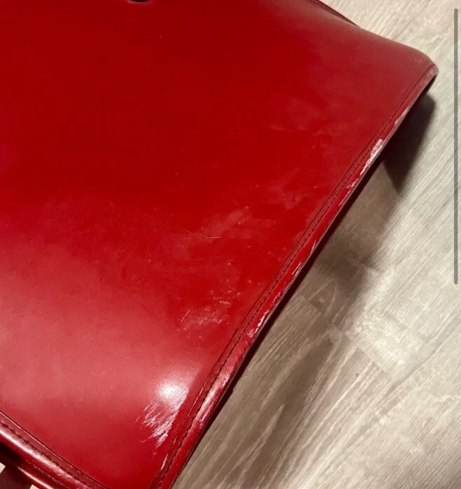 Bolso de Trabajo Jack Georges Cuero Rojo Vintage Cremallera Cúpula Hombro Foto 3 de 4