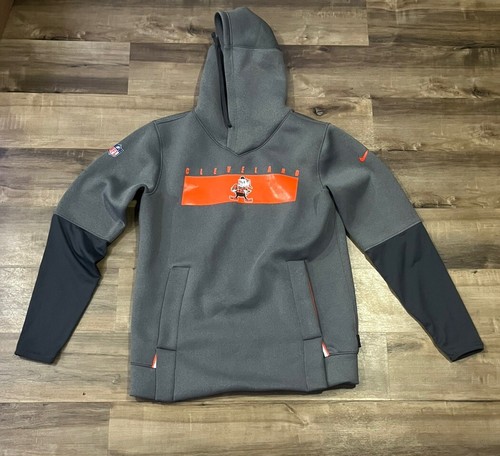 Nike On Field Sz S Cleveland Browns Hoodie Grey Staff Issued Magnetic Pockets
