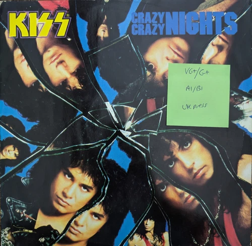 Kiss Crazy Crazy Nights Vinyl Record VG+/G+ KISS712 1987 1st Press
