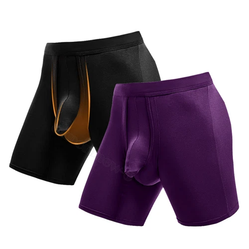 1-3PCS Mens Underwear Dual Pouch Trunks Separation Pouch Bulge Boxer Briefs - Picture 27 of 34