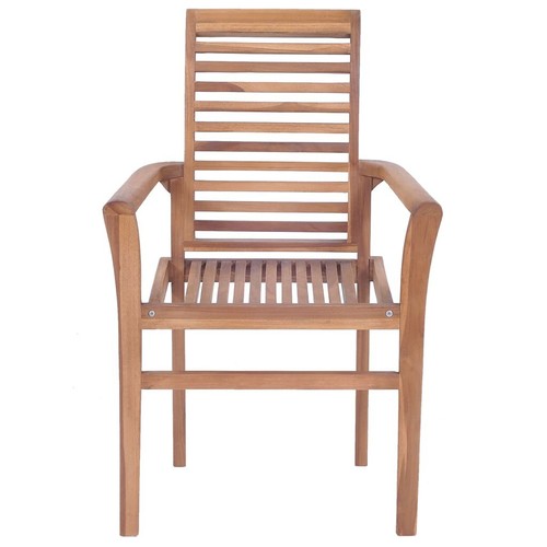 vidaXL Stacking Dining Chairs 6 pcs Solid Teak Wood - Picture 3 of 5