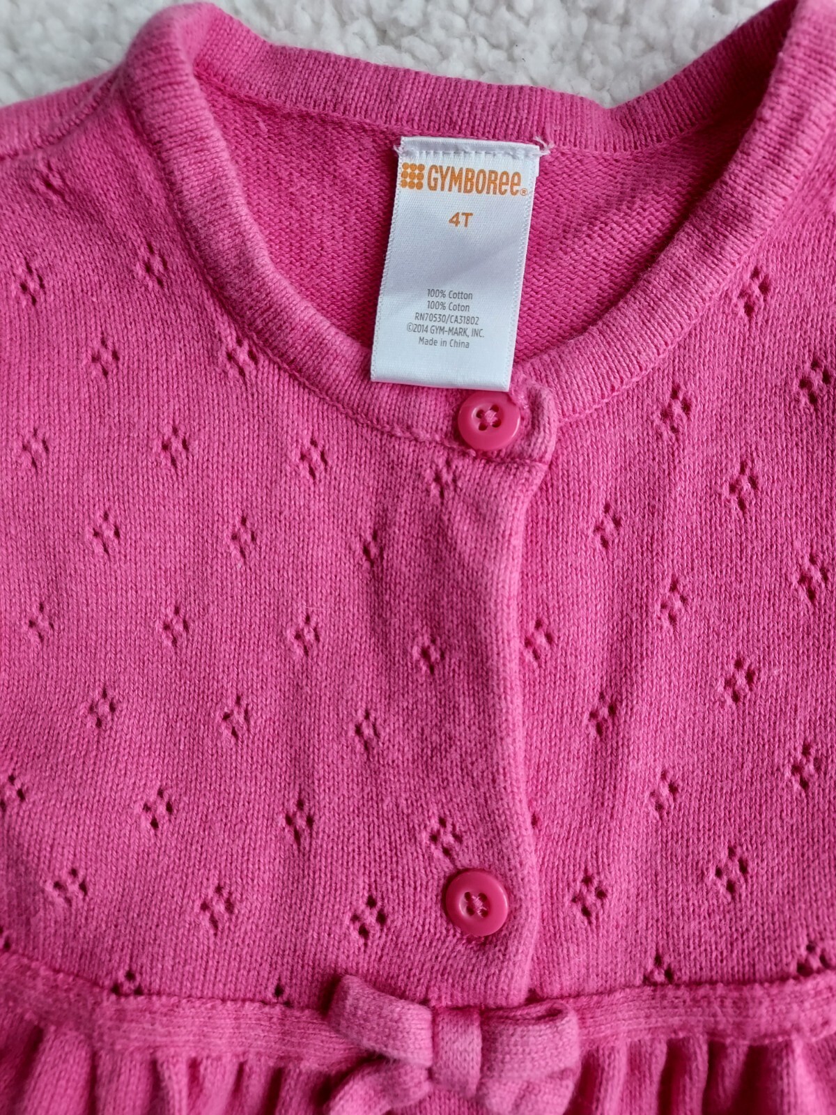 Gymboree Size 4T Pink Cardigan Sweater Eyelets Button Up Bow Cotton eBay