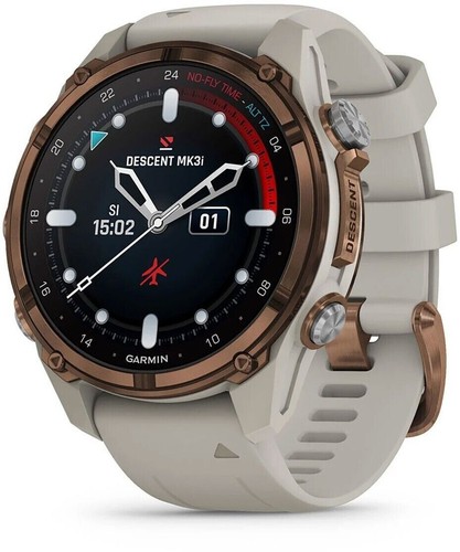 Garmin Descent Mk3-Mk3i 43mm goldfarbenes PVD-Titan French Grey Silikonarmband - Bild 5 von 5