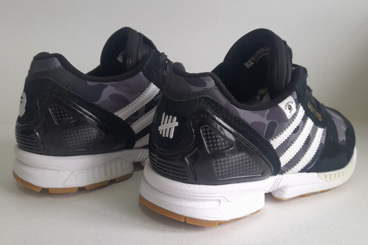 Genuine Adidas ZX 8000 x BAPE x Undefeated Trainers UK 4 Black Gum