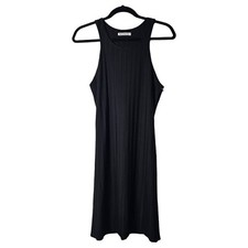 Reformation Dress L Mel Ribbed Tank Black Sleeveless Knit Stretch Capsule Comfy