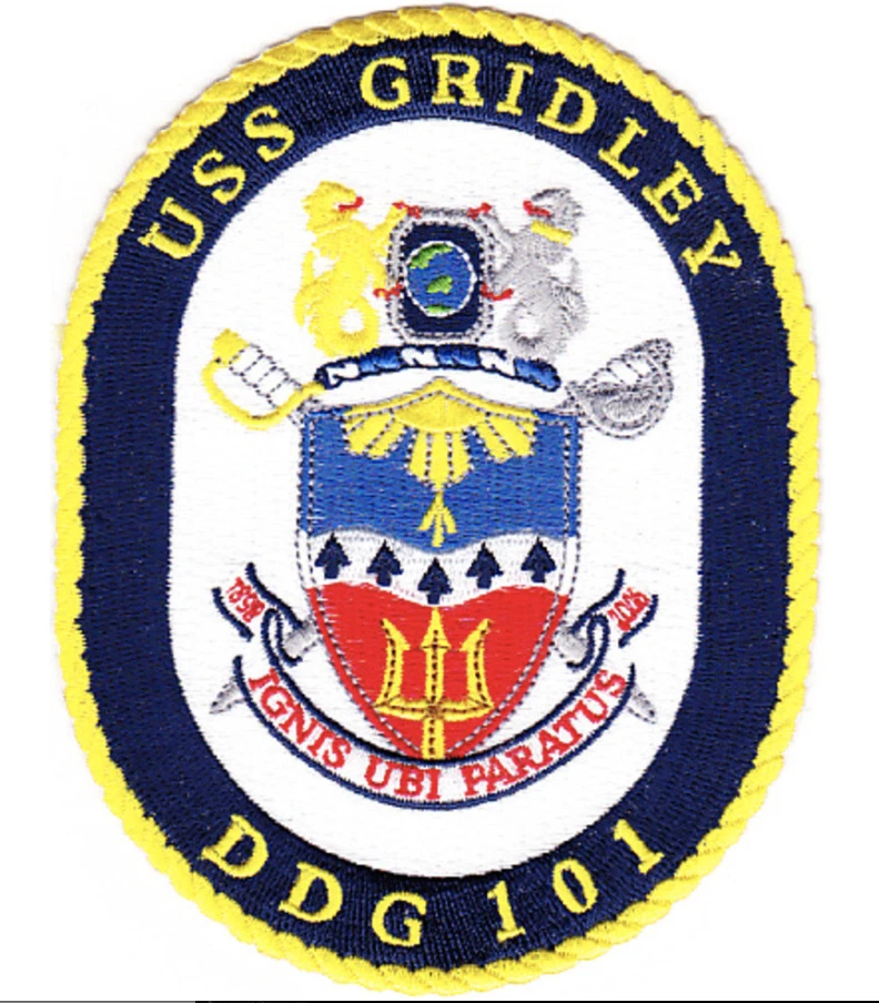 5" NAVY USS DDG-101 GRIDLEY EMBROIDERED PATCH