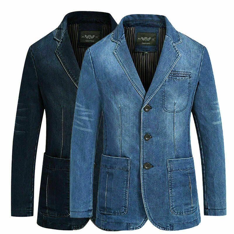 ALTRA Giacca blazer tuta uomo denim casual cotone lavato slim fit sportivo UK S XL