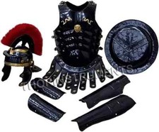 Roman Centurion Helmet With Medieval Muscle Jacket Leg  Arm Guard Shield Suit