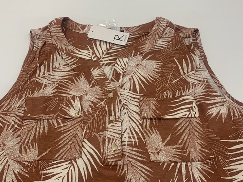 Top decorativo sin mangas ROCKMANS hoja helecho talla L para dama *NUEVO* PRECIO DE VENTA SUGERIDO POR EL FABRICANTE $49,99 - Imagen 3 de 5