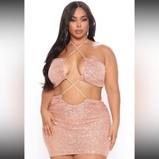 Plus Size Rose Gold Sequin Mini Dress