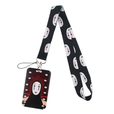 Spirited Away No Face Kaonashi Character Themed Lanyard ID Badge Holder Keychain