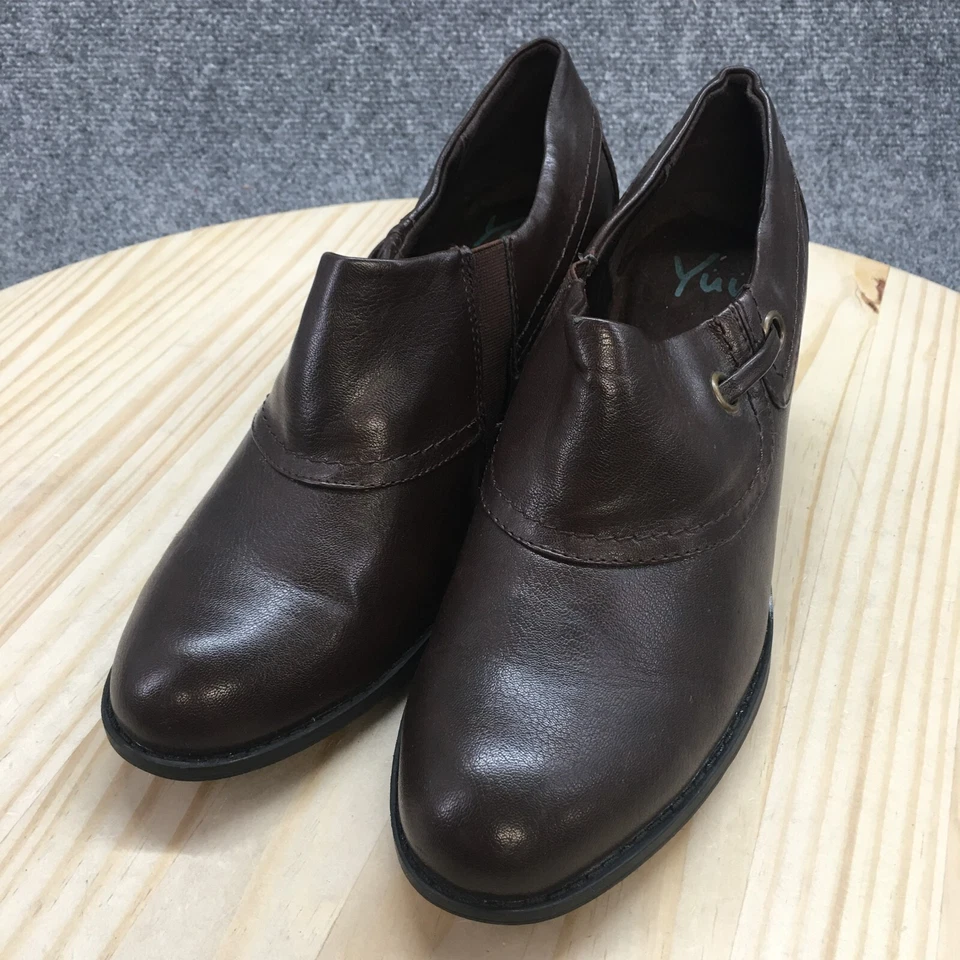 Yuu Botas Mujer 9 M Nelman Botines Tacones Marrón Imitación Cuero Pull On Foto 3 de 4