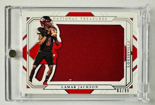 2021 National Treasures Collegiate LaMar Jackson Player Worn Jersey Card #/99! - Picture 3 of 3