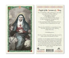 Laminated Chaplet of the Seven Sorrows of Mary Holy Prayer Card Catholic