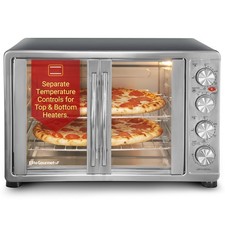 Elite Gourmet 18-Slice, 45L w/ Rotisserie, Stainless Steel and Black