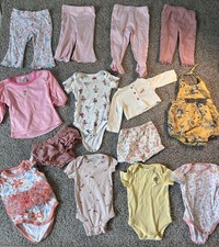 Large Lot Of Baby Girl clothes 3-6 months. Pants, Rompers, Cardigan, Shorts Etc
