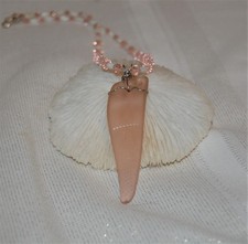 Wire Wrapped Peach Faux Sea Glass Necklace 16" Handmade Beaded Jewelry