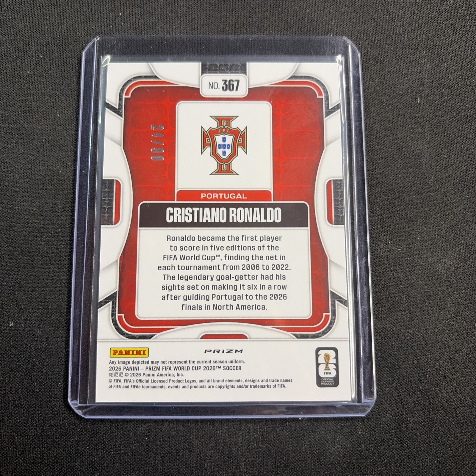 2026 Panini Prizm FIFA World Cup Portugal Cristiano Ronaldo Teal Wave #/99 view 2