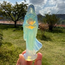 4.6" hand Carved white opal Witch Crystal Reiki Heal 1pc