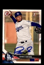 Signed Baseball Card Auto Dennis Santana 2018 Bowman #BP36 Dodgers