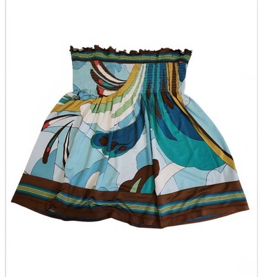 BCBG Max Azria Blue Strapless Top Multi-color Print Size Lg