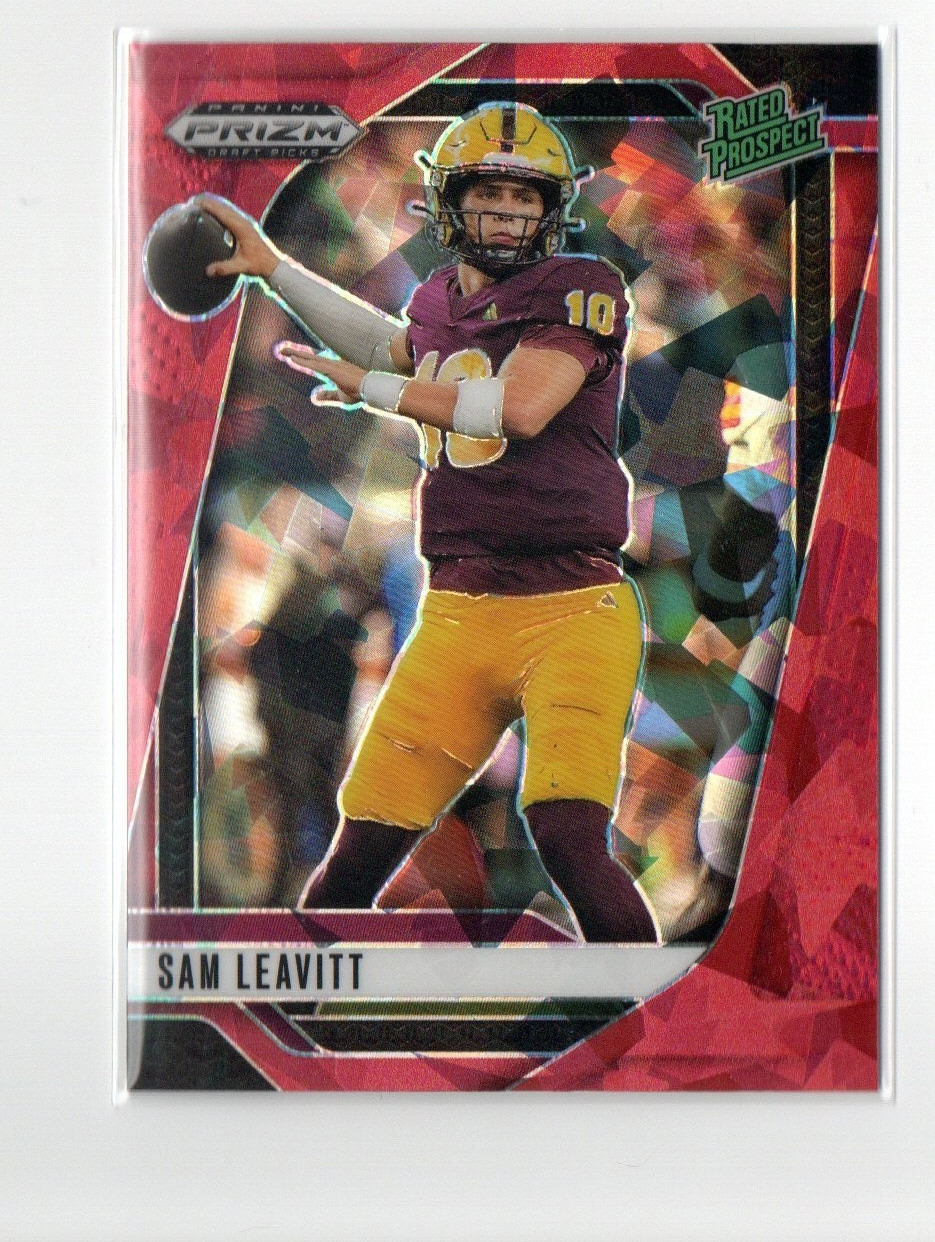 Sam Leavitt 2025 Panini Prizm Draft Picks Red Ice Prizm Rated Prospect Sundevils