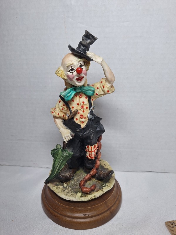 Dear Sculpture Artistiche Hand Painted HOBO Clown 8 1/4" Made in Italy