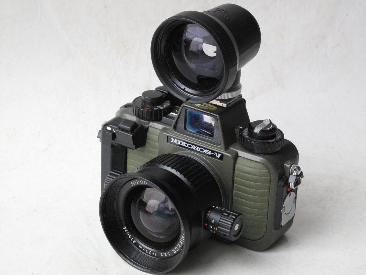Nikonos V green camera with UW-Nikkor 20mm f:2.8 lens & finder, US