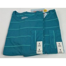 Cat Jack Boys Striped Crew Neck Pocket T-Shirt - Size M 8 - 2 Pack Teal Blue