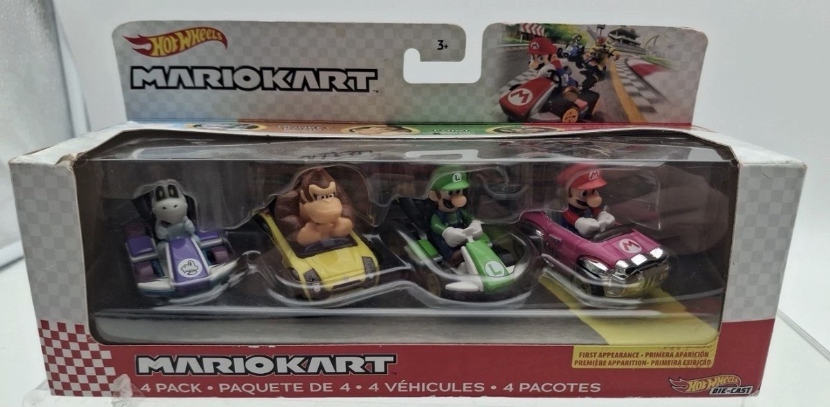 Hot Wheels Mario Kart Vehicle 4-Pack (Mario, Luigi, Dry Bones