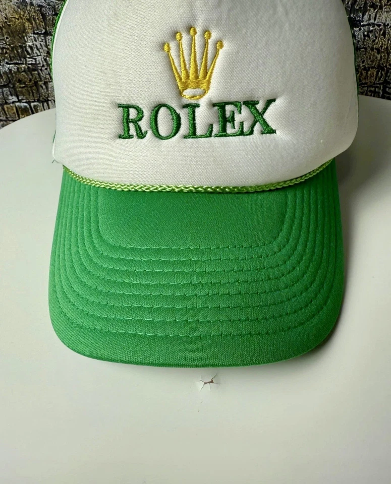 Vintage 90s Rolex Hat Cap - Rare Green Embroidered Cotton Strapback - Image 4 of 4