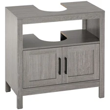 Dual Door Under Sink Cabinet 23.5x11.75x23.5in Gray MDF Water-Resistant Finish