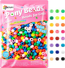 1200Pcs Pony Beads for Bracelet Making, Multi-Colored 6X9Mm