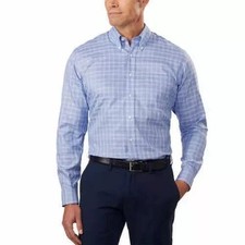 NWOT Kirkland Signature Men's M Blue Plaid Long Sleeve Button-Down Dress Shirt