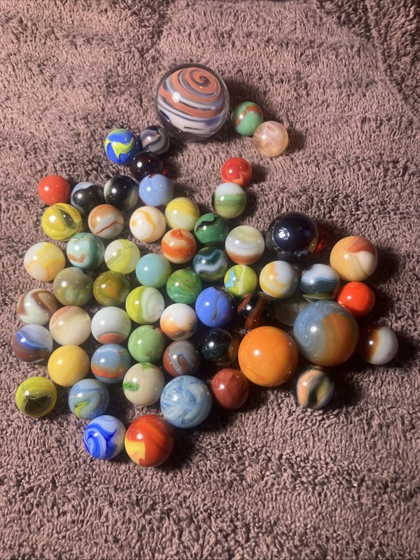 Lot Of 56 Vintage Marbles One Contemporary.