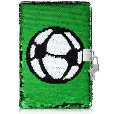 Football Pattern Notebook Sequin Notebook Diary Journal with Lock and Keys UK