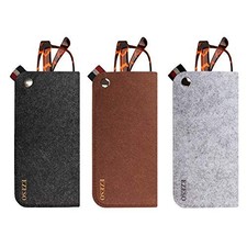 3 Pack Eyeglass Cases - Soft Felt Slip-in Pouch Case - Glasses Storage Set C