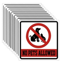 Warning No Pets Allowed Sign Decal Vinyl Sticker, 6 Inch No Pets Allowed Busi...