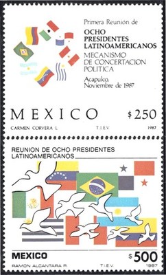 México 1217/18 1987 1ª Reunión de ocho presidentes latinoamericanos MNH