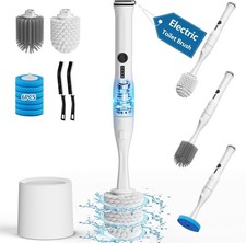 Electric Toilet Brush and Holder Set, Electric Toilet Bowl Scrubber Kit with 8