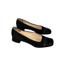 Salvatore Ferragamo Vintage Black Suede Slip On Business Casual Pumps Size 8