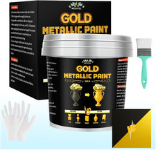 Gold Paint, 35 Floz Metallic Liquid Gold Leaf Paint - Non Toxic Shiny Acrylic Co