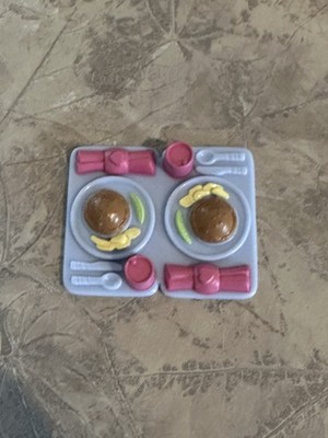 Fisher Price Loving Family Dollhouse Hamburger Lunch Food Blue Tray Meal Vintage