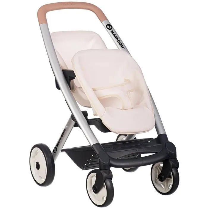 SMOBY - Maxi-Cosi - Passeggino gemellare, Beige - Per bambole - Dai 3 anni in su
