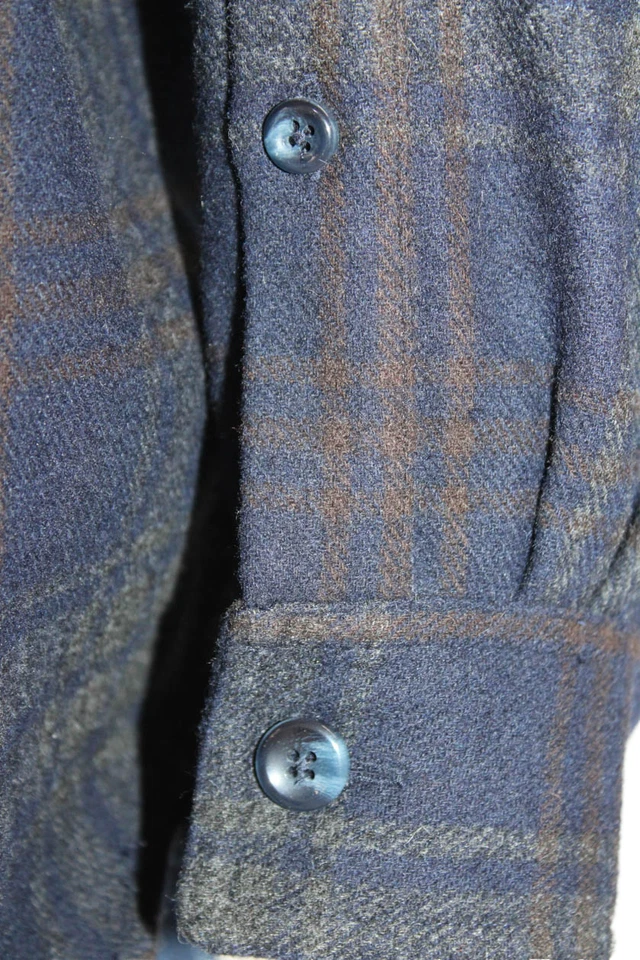 Chaqueta Sperry para mujer mezcla de lana a cuadros botón cuello delantero azul marino marrón talla XL Foto 4 de 4