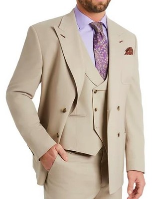 Tayion Collection Wool Blend Double Breasted Suit Jacket 44 S New APAI1RPZ0185
