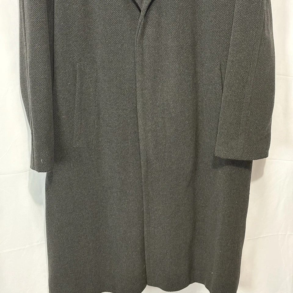 Abrigo Hugo Boss De Colección Para Hombre 40L Gris Espiga Lana Cachemira Ventilación Única Foto 3 de 4