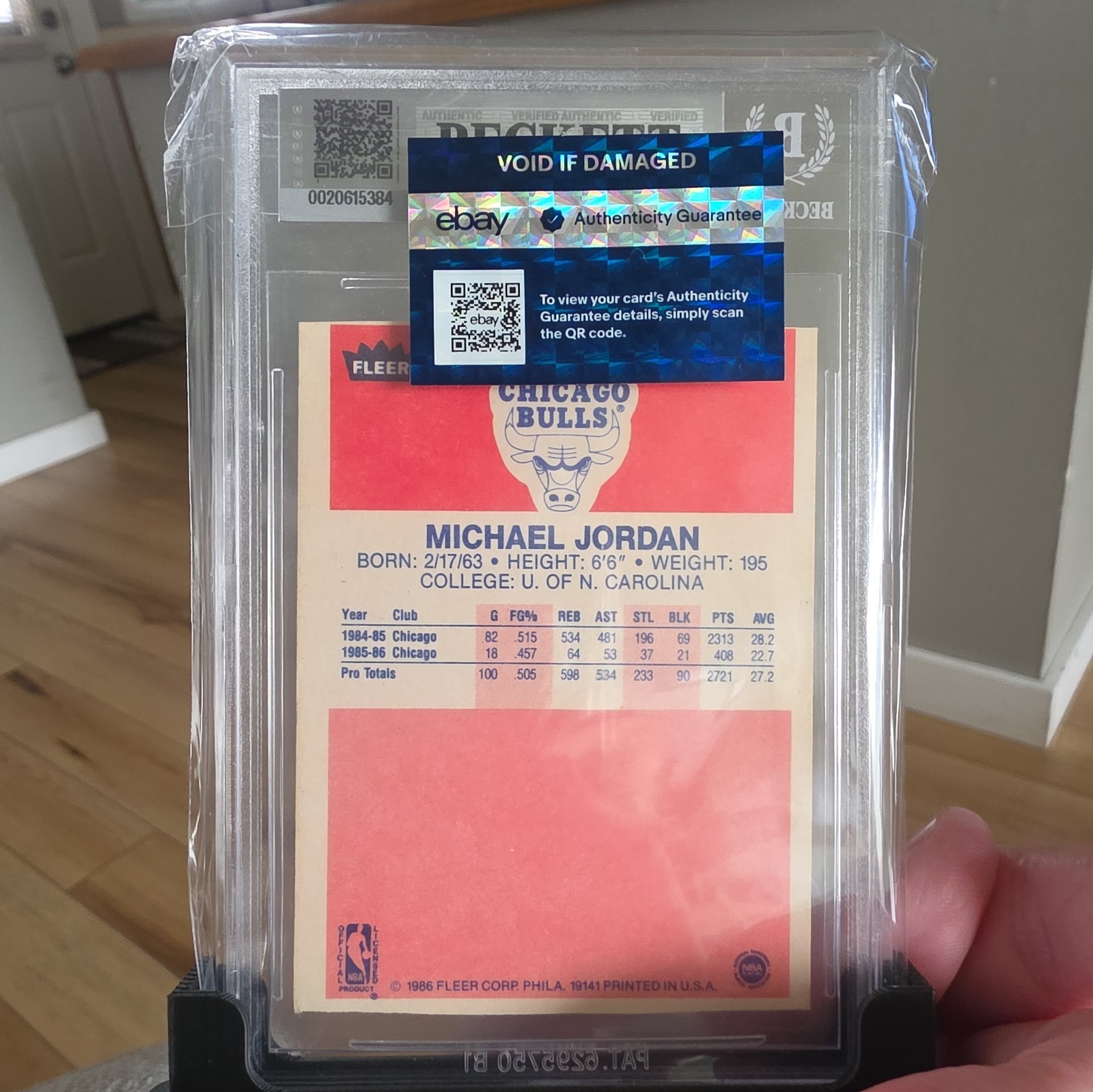 Michael Jordan Rookie Card!!! 1986-87 Fleer #57 (RC) Beckett Authentic Altered😍 view 5