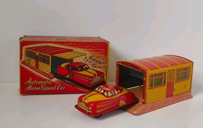 Vintage Automatic Alarm Squad Blechauto Spielzeug, England 60er Jahre. Uhrwerk. Brimtoy?