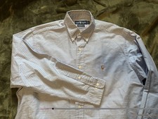 Ralph Lauren Button Down Shirt Mens 16 Yarmouth Blue Micro Check Flesh Pony